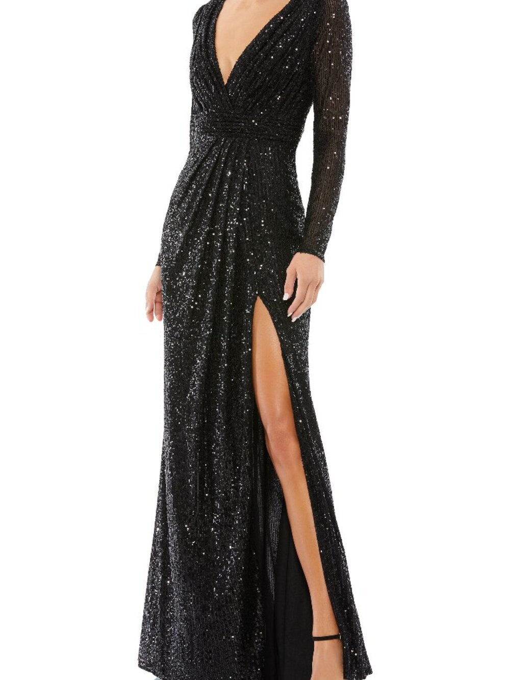 Mac Duggal Black Sequin Evening Gown | Size 16 | Worn Once | Original Price $400